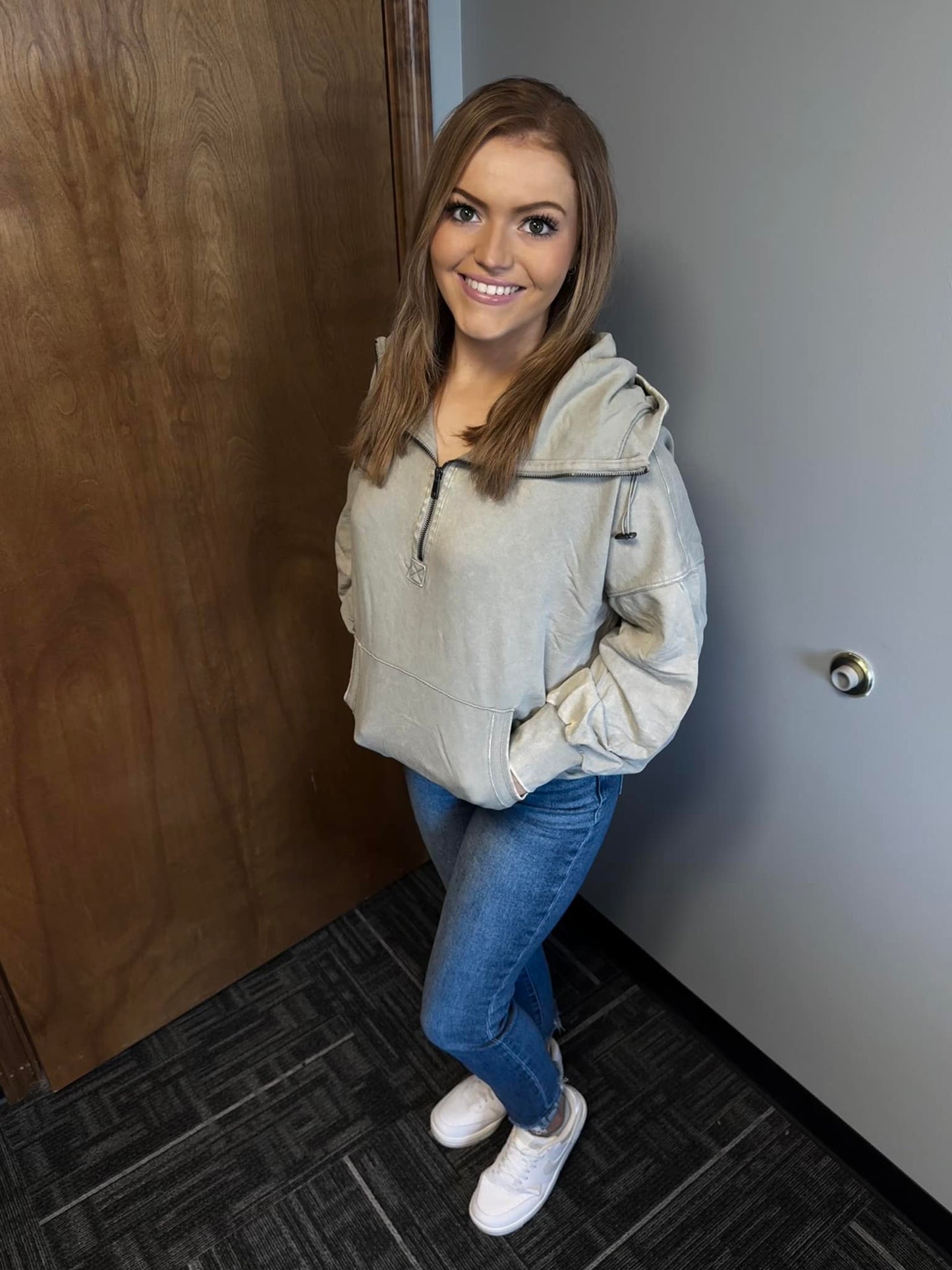 French Terry Acid Wash Kangaroo Pocket Hoodie