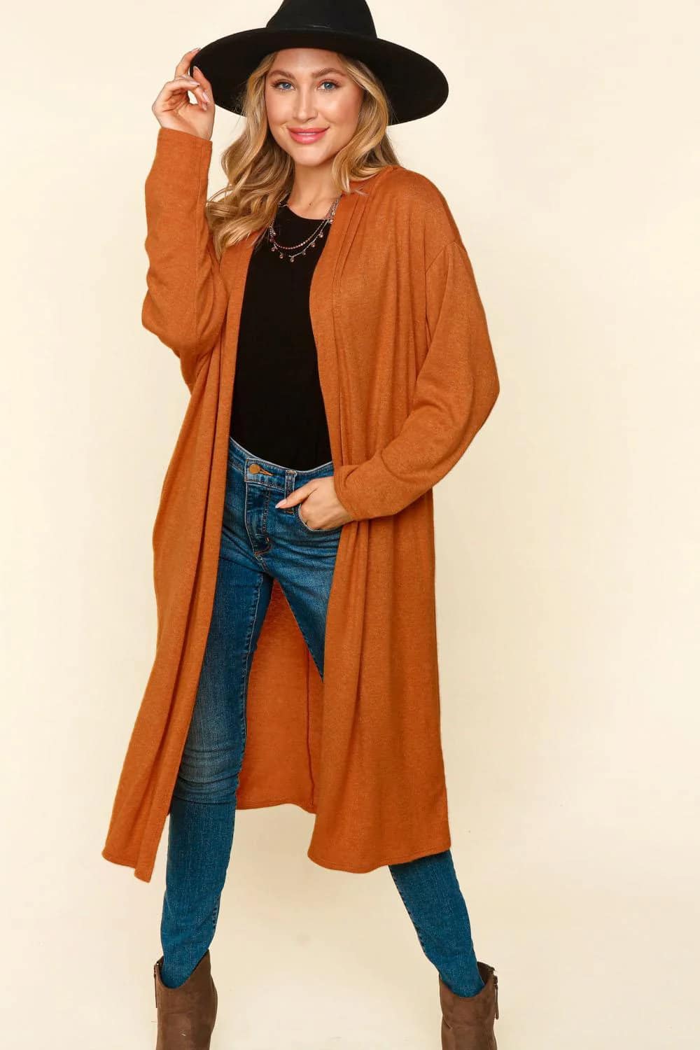 Rust Long Sleeve Midi Length with Side Pockets