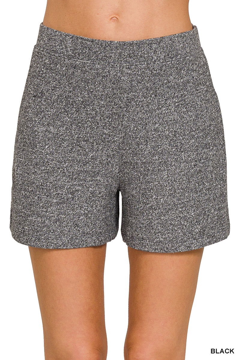 Soft Melange Hacci Elastic Waisted Shorts