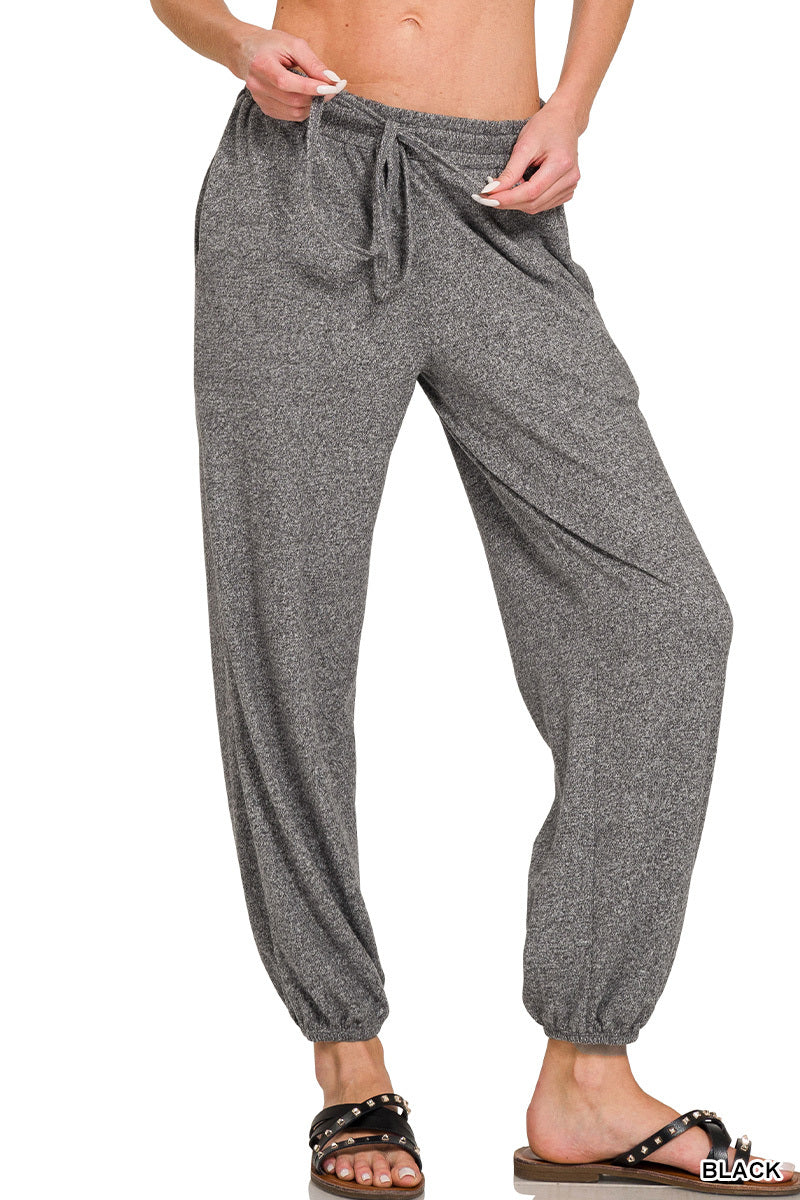 Soft Melange Hacci Tie Front Joggers