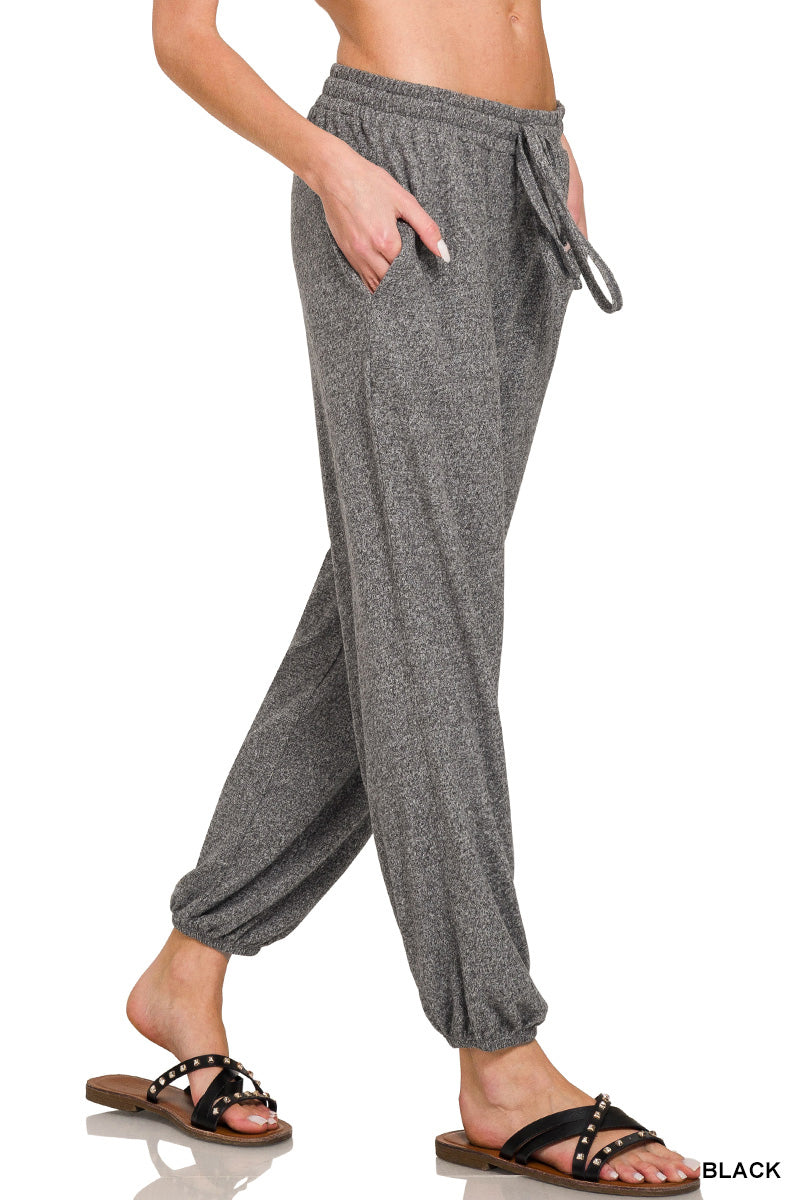 Soft Melange Hacci Tie Front Joggers