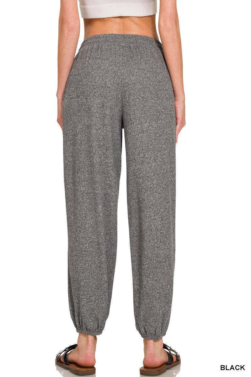 Soft Melange Hacci Tie Front Joggers