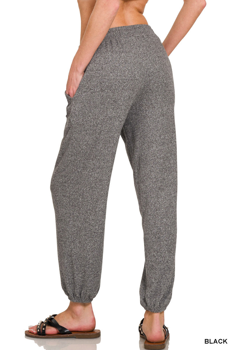 Soft Melange Hacci Tie Front Joggers