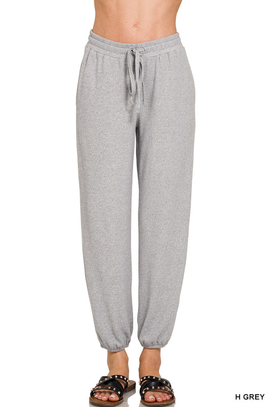 Soft Melange Hacci Tie Front Joggers