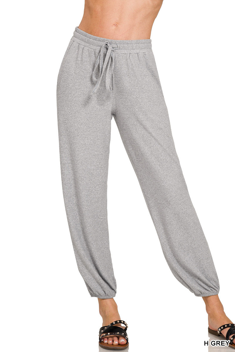 Soft Melange Hacci Tie Front Joggers