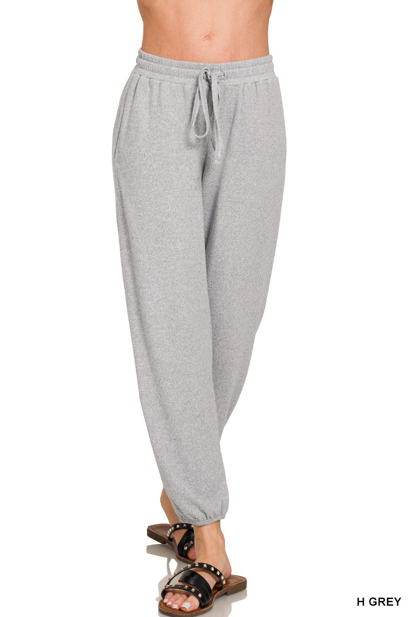 Soft Melange Hacci Tie Front Joggers