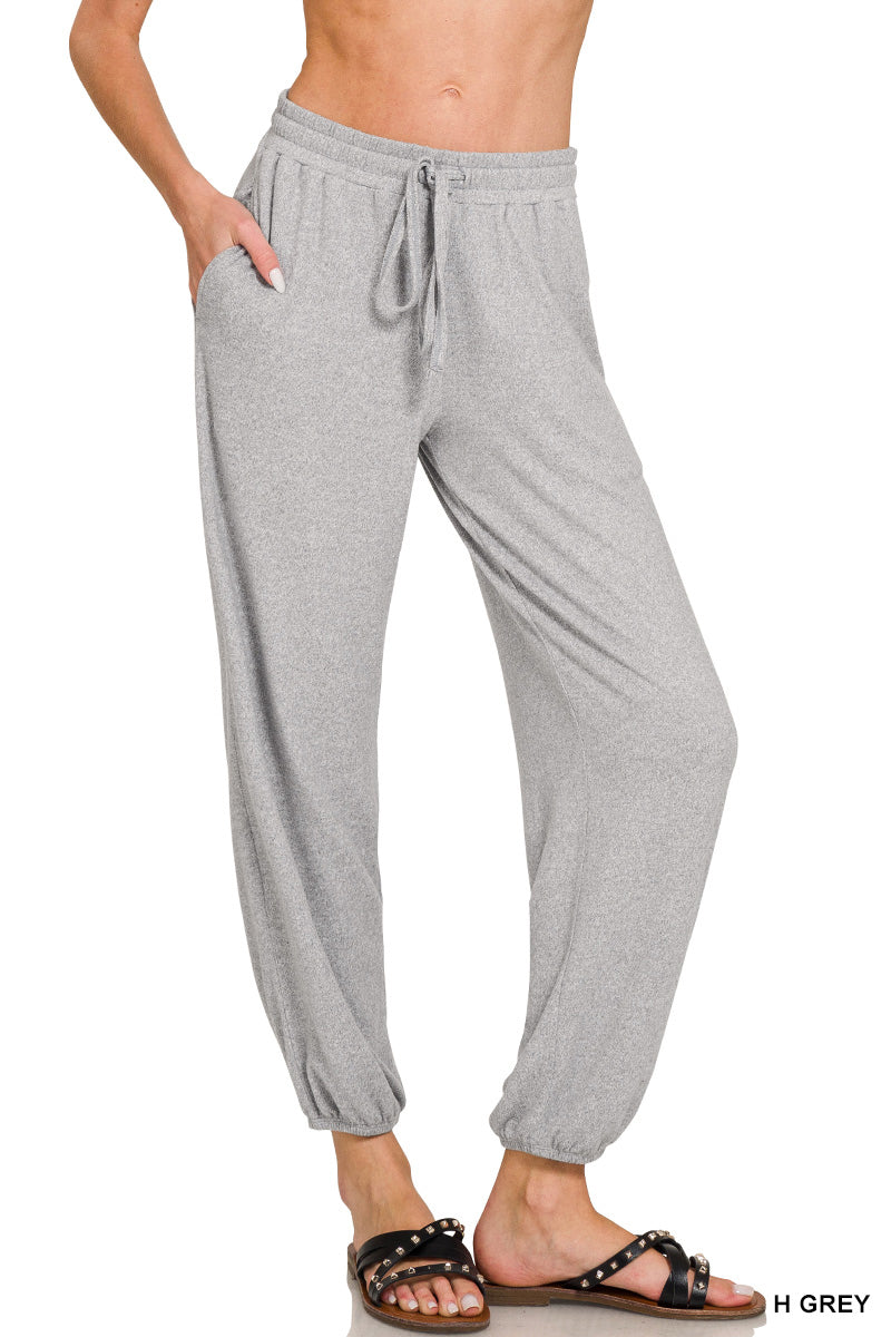 Soft Melange Hacci Tie Front Joggers