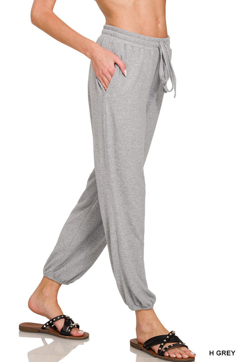 Soft Melange Hacci Tie Front Joggers