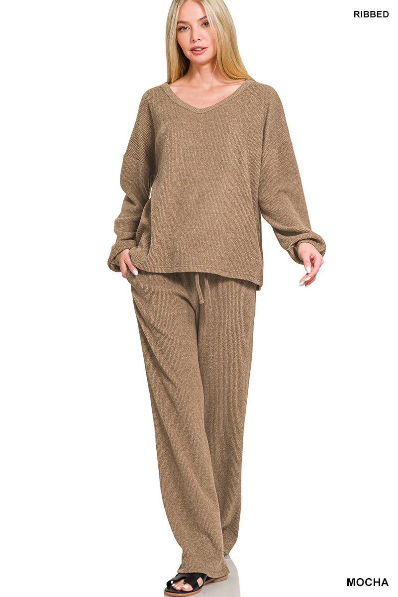 Brushed Hacci Long Sleeve & Pants Set