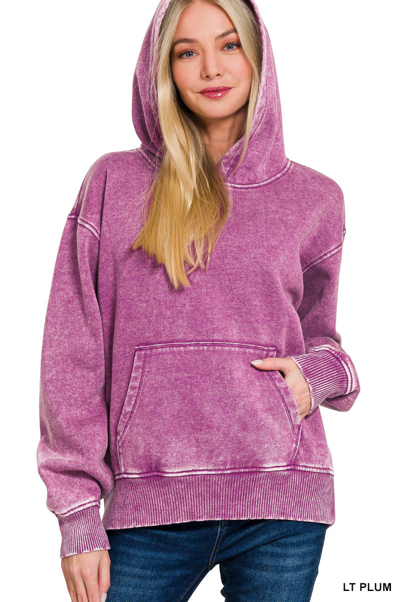 Fleece Acid Wash Kangaroo Pocket Hoodie