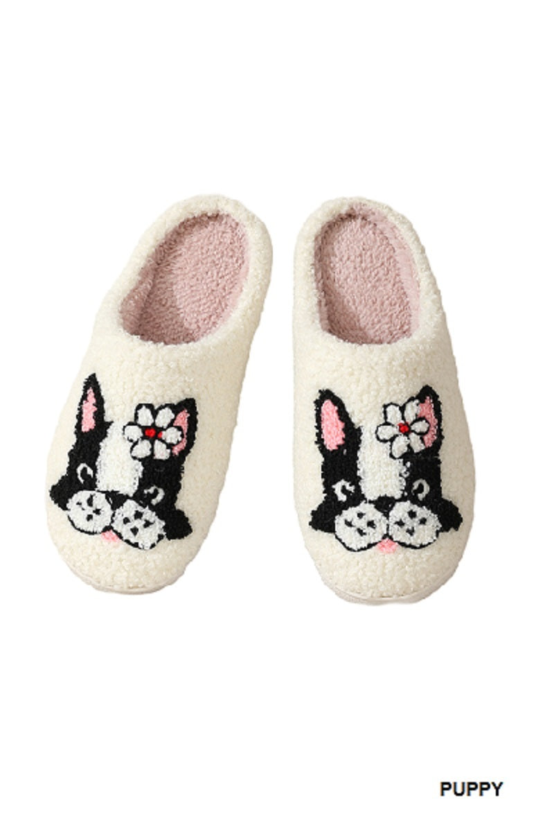 Cute Novelty Soft Plush Cozy Slippers - Puppy