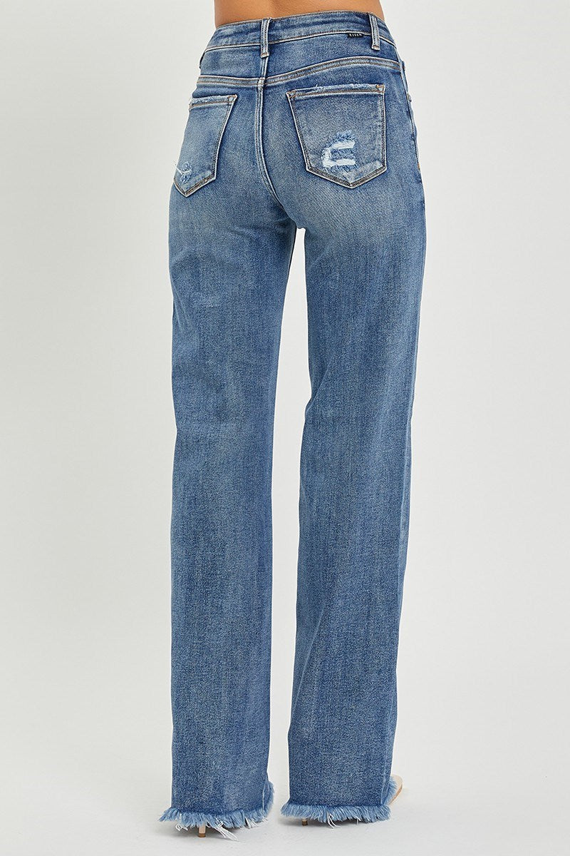 Risen High Rise Long Straight Jeans