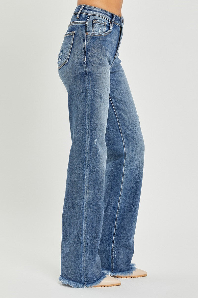 Risen High Rise Long Straight Jeans