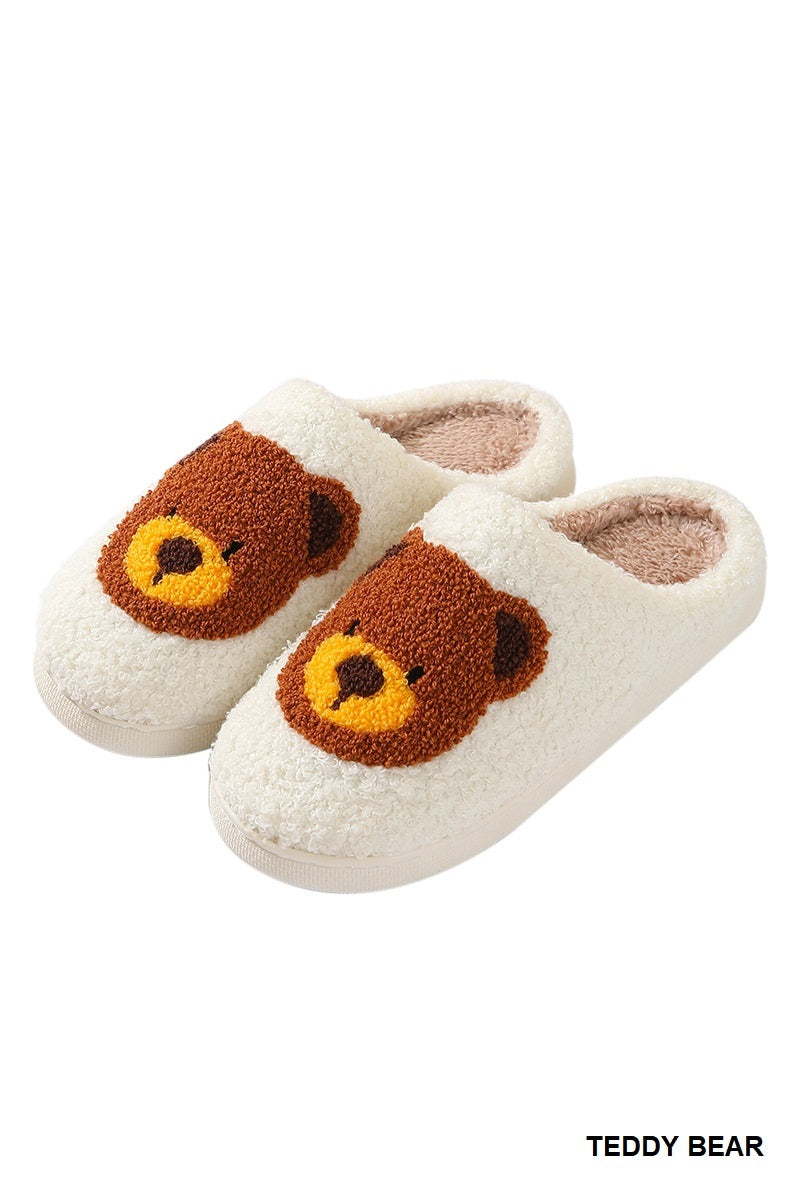 Cute Novelty Soft Plush Cozy Slippers - Teddy Bear