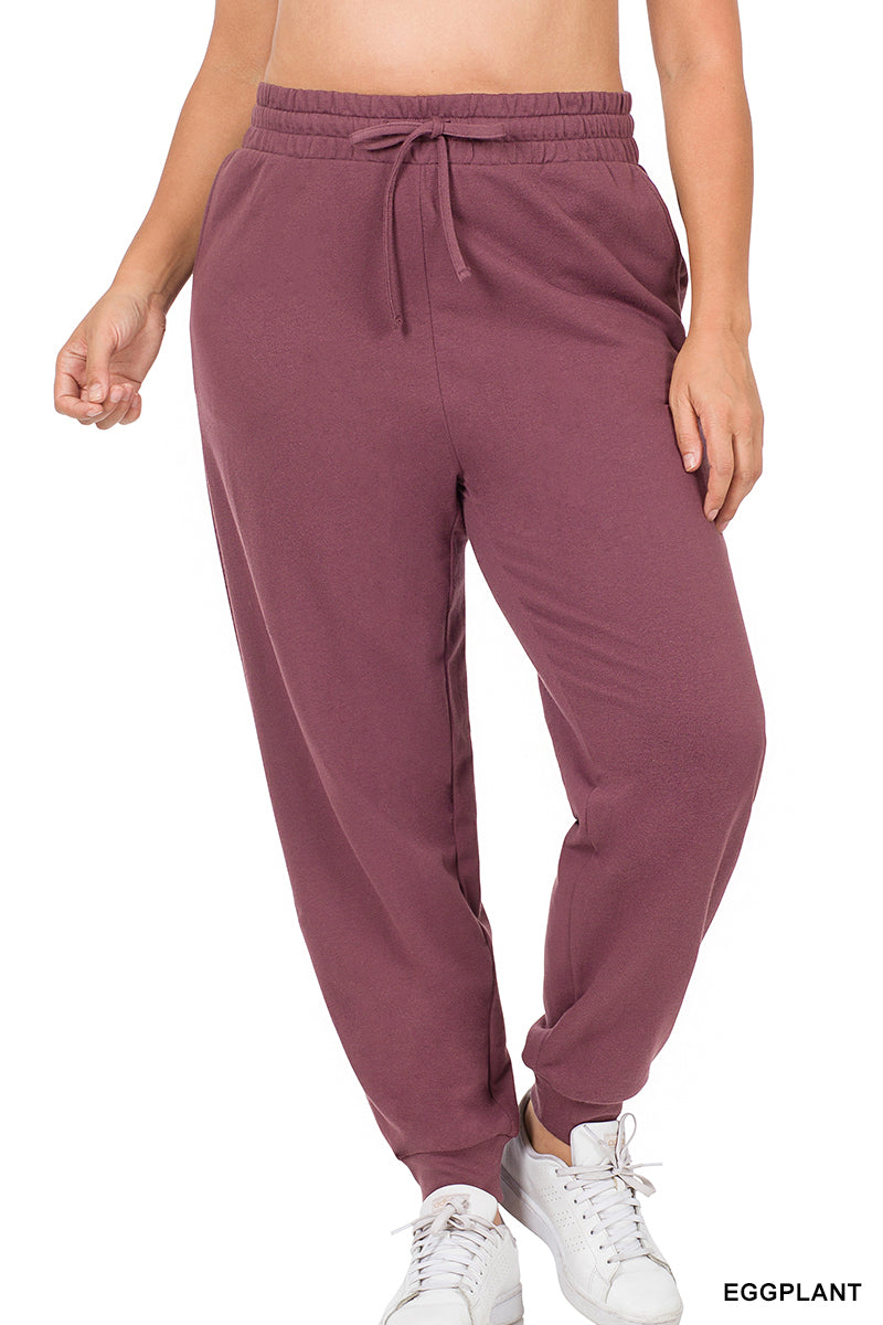 Plus French Terry Jogger Pants with Side Pockets