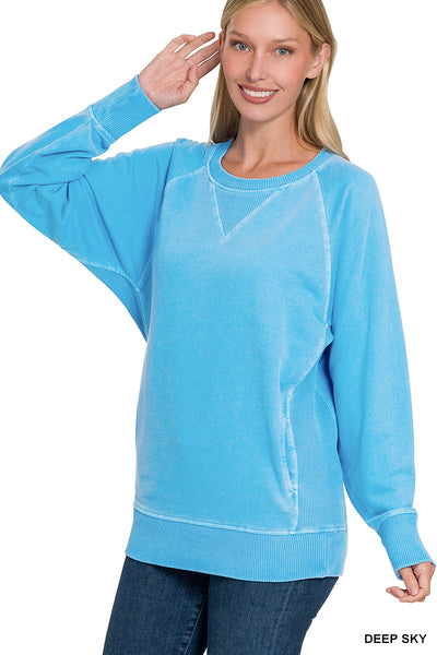 Pigment Dyed French Terry Pullover with Pockets