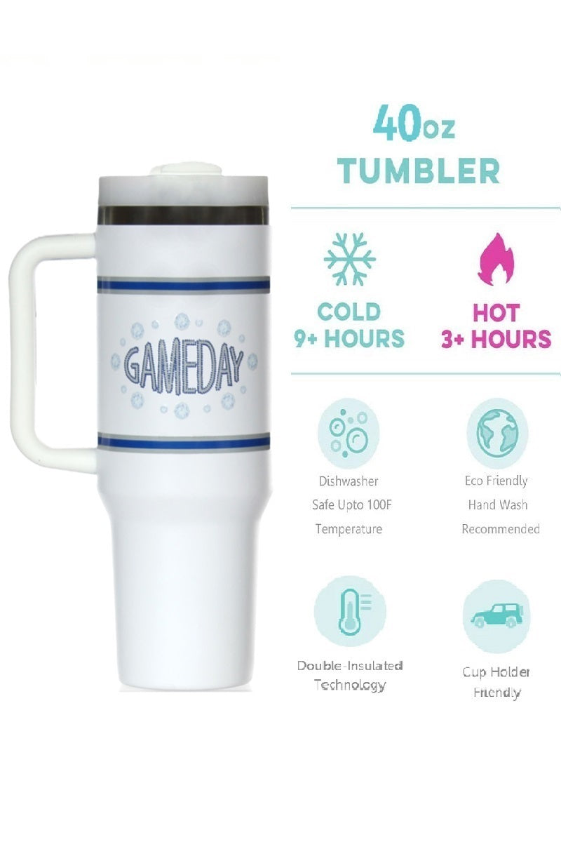 Game Day Stainless Steel Tumbler with 2 Straws