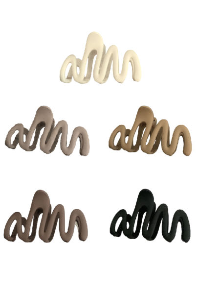 Matte Finish Wave Design Hair Clips