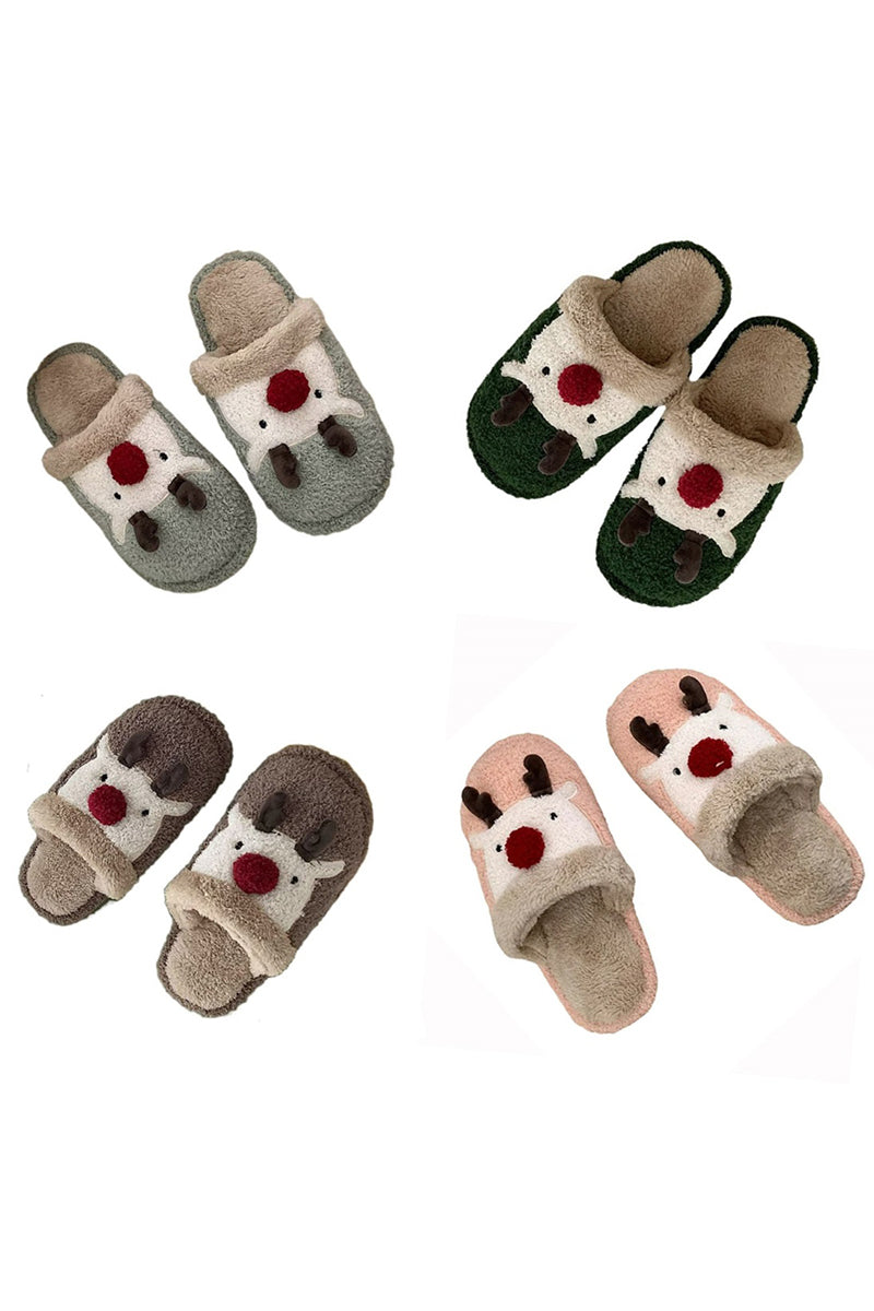 Reindeer Comfy Fuzzy Slippers - S/M