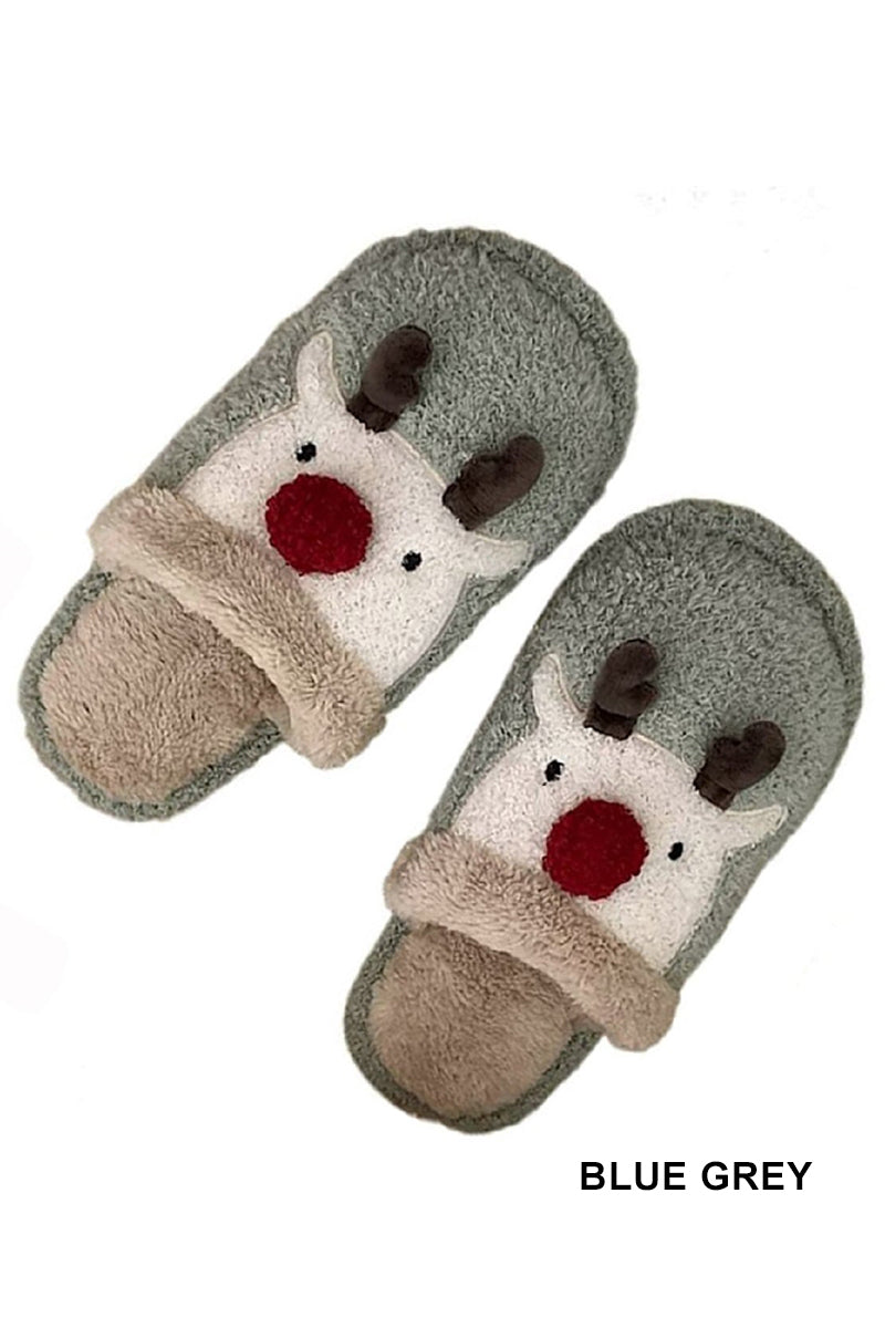 Reindeer Comfy Fuzzy Slippers - S/M