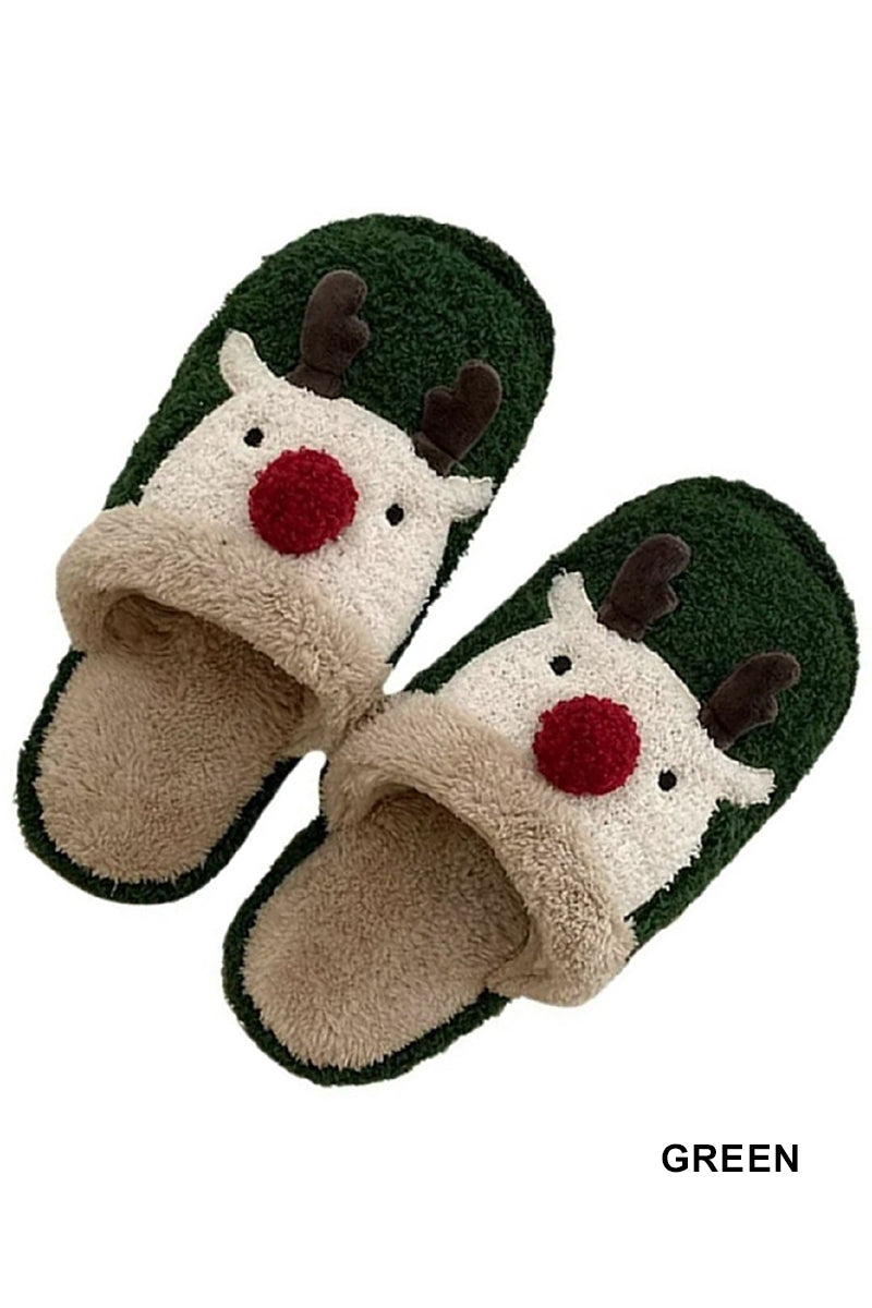 Reindeer Comfy Fuzzy Slippers - S/M